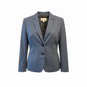 BOSS Women's Size 12 Blue Gray Virgin Wool Blazer Jacket 2 Button Classic